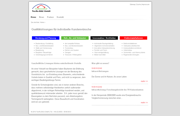 Webseite auf Basis TYPO3 CMS