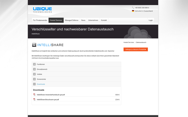 Website mit Produktdetails